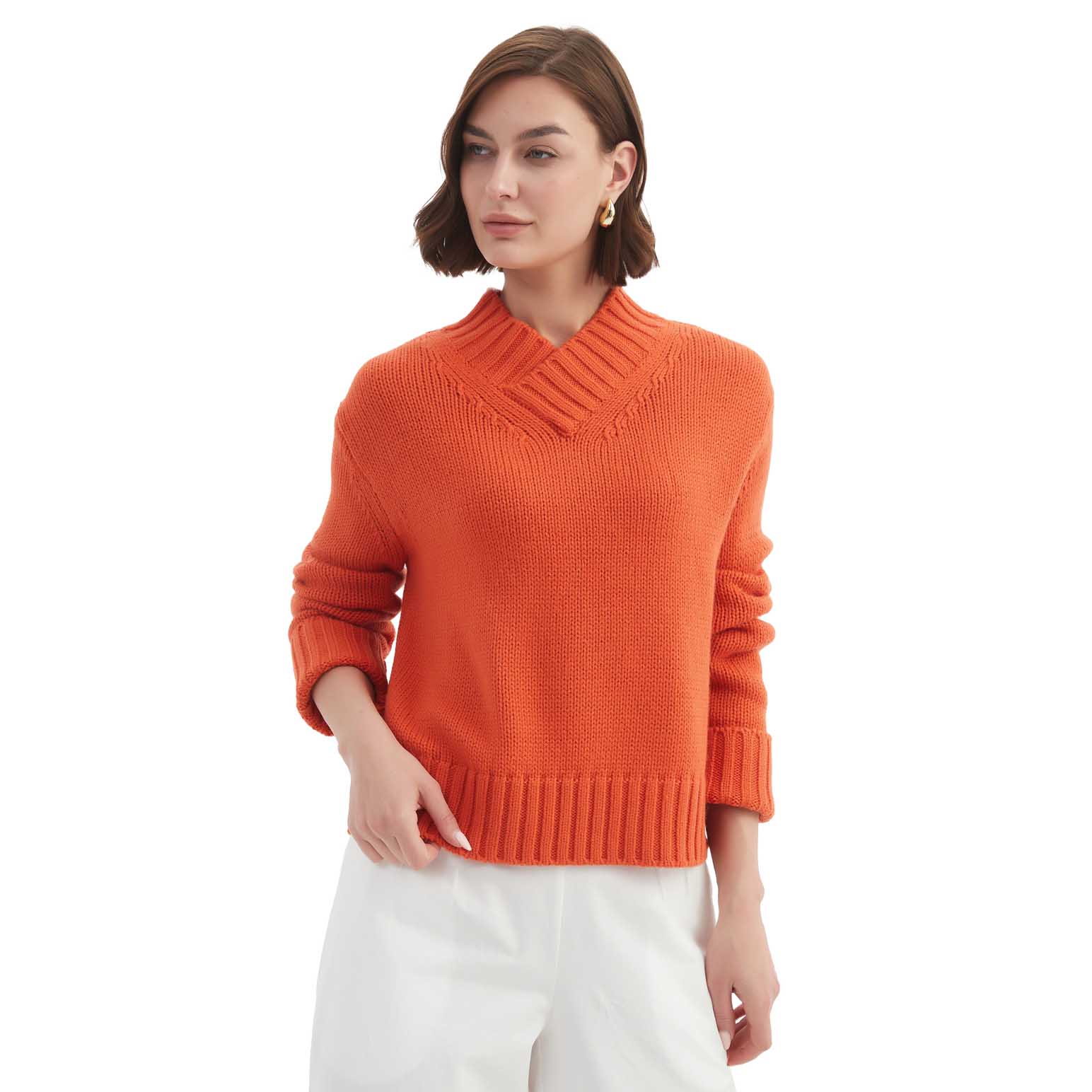 TIRELLI Crossover Collar Knit Jumper